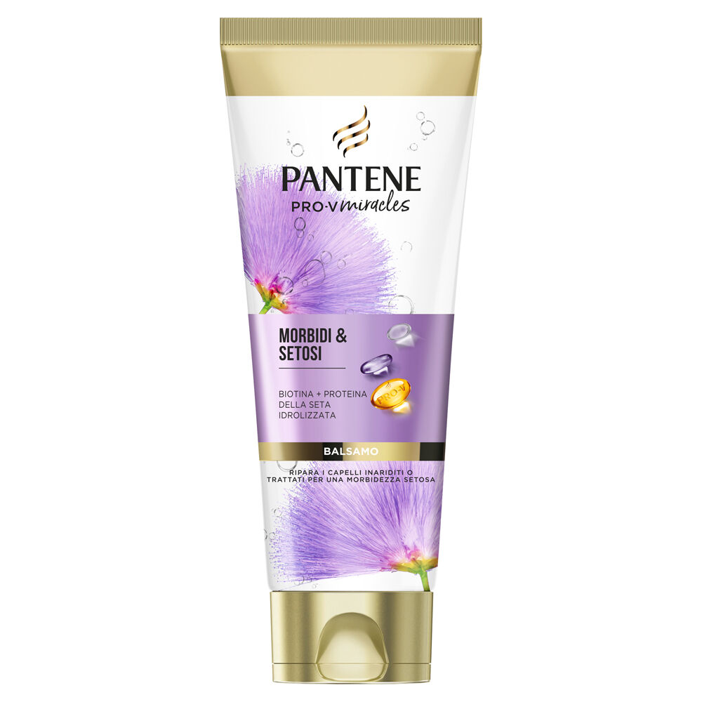 Pantene Pro-V Miracles Morbidi & Setosi, Balsamo per Capelli Danneggiati, Trattati o con Mèches, con Biotina e Proteine della Seta Idrolizzate 200 ml, , large