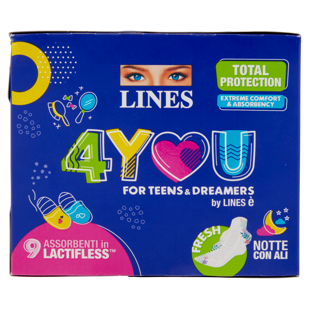 Lines 4You Assorbenti in Lactifless Notte con Ali 9 pz, , large