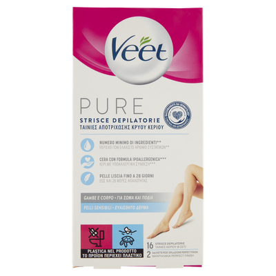 Veet Pure Strisce Depilatorie Gambe e Corpo 16 Pezzi