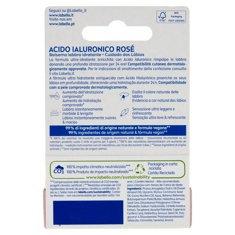 Labello Burrocacao Acido Ialuronico Rosé 5,2g, , large