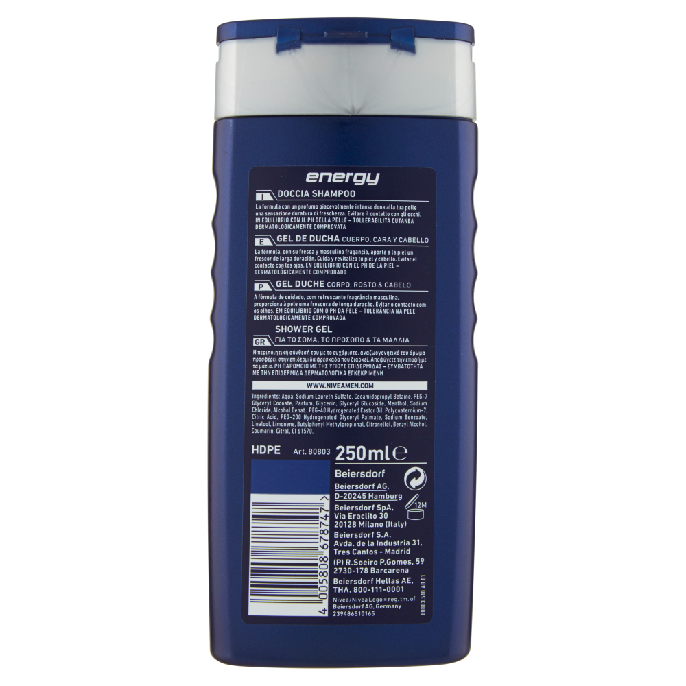 Nivea for Man Doccia Shampoo Energy 250 ml, , large
