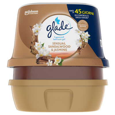 Glade Gel Bagno, Profumatore per ambienti, Fragranza Sandalwood & Jasmine, Fino a 45 Giorni di Controllo degli Odori