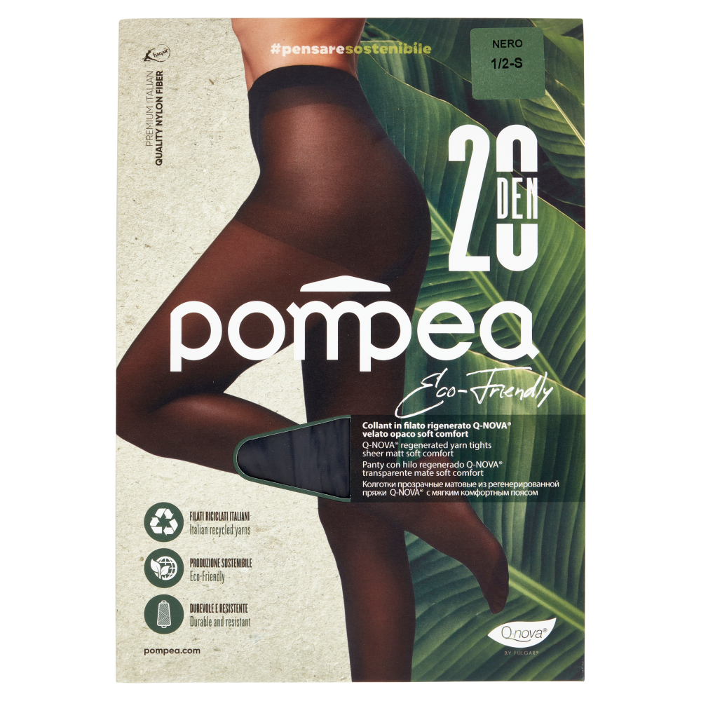 Pompea Eco-Friendly Collant 20 Den 1/2-S Nero, , large
