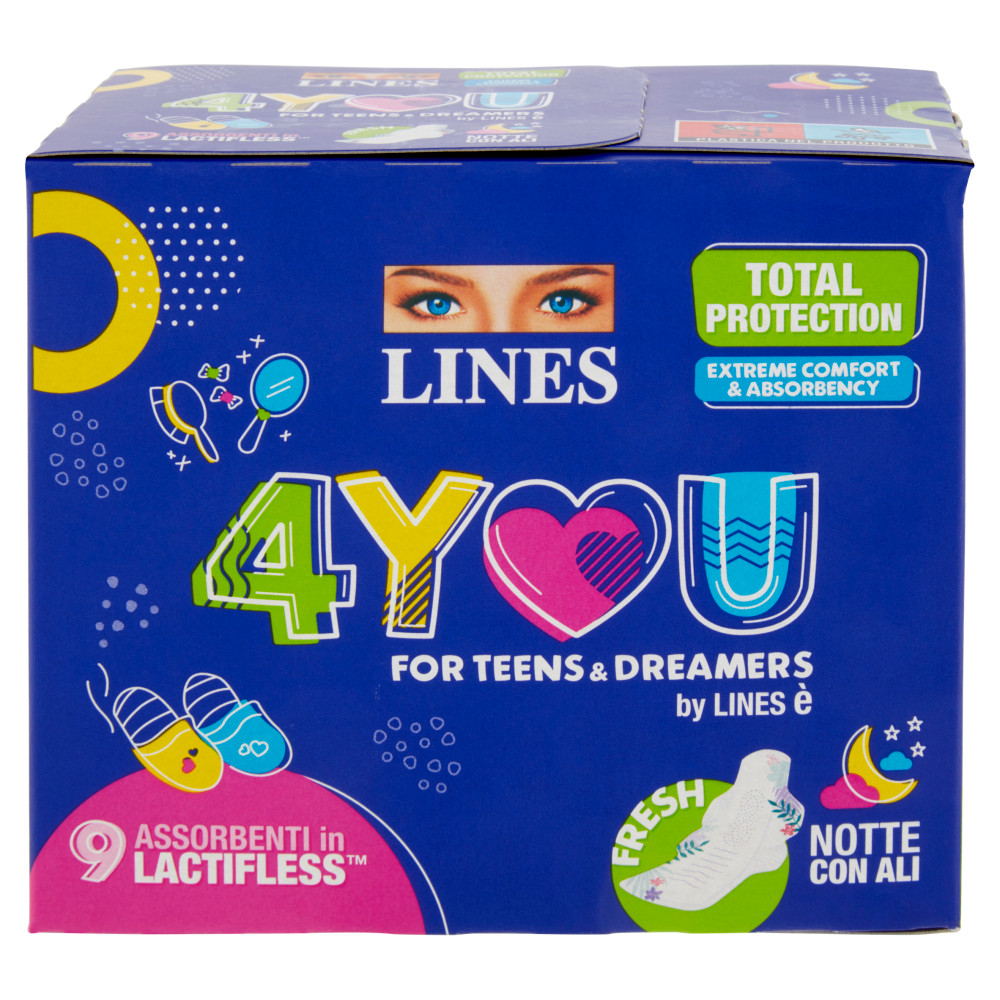 Lines 4You Assorbenti in Lactifless Notte con Ali 9 pz, , large