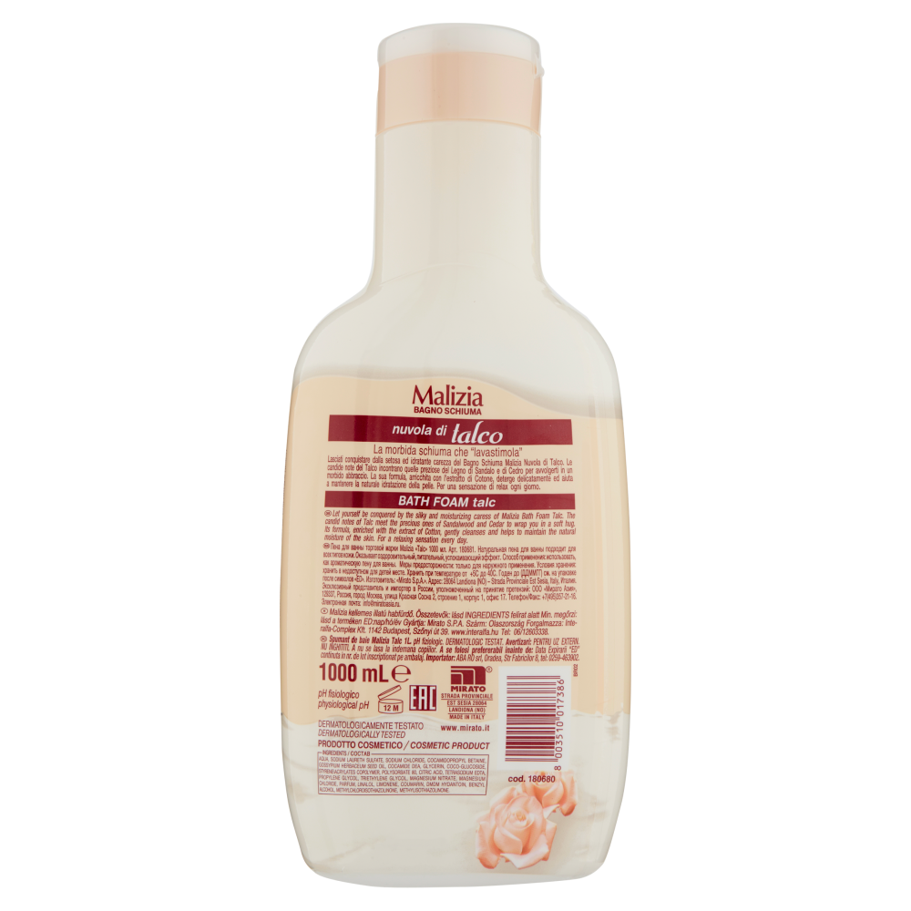 Malizia Bagno Schiuma Nuvola Di Talco 1000 ml, , large