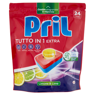 Pril Tutto in 1 Extra Tabs Limone & Lime 24 Pezzi