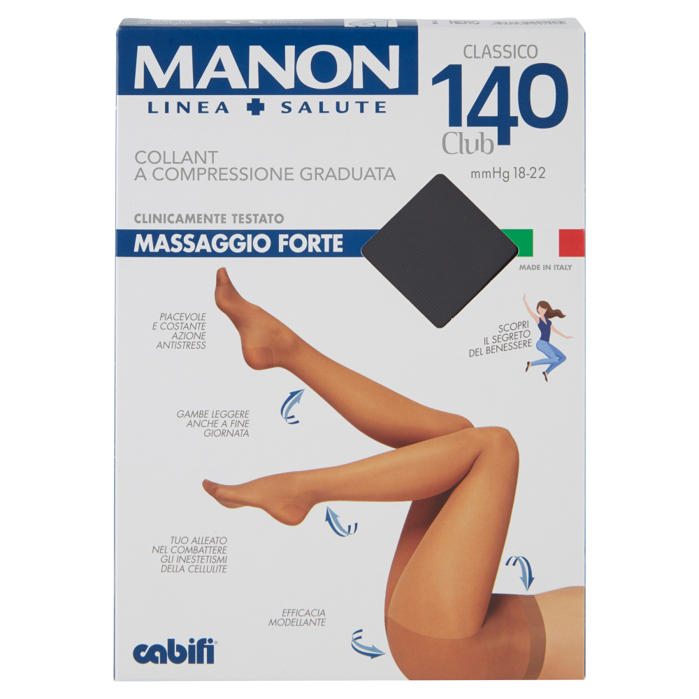Manon Linea Salute Classico 140 Club Massaggio Forte Tg 2 Nero, , large