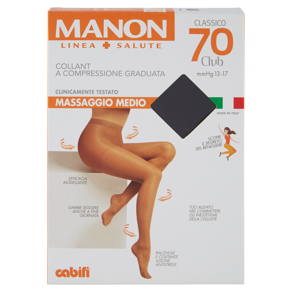 Manon Linea Salute Classico 70 Club Massaggio Medio Tg 3 Nero, , large